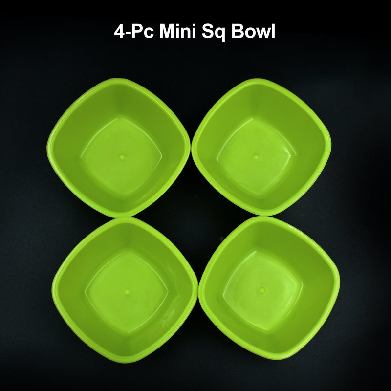 2427 Square Plastic Bowl For Serving Food (Pack Of 4)