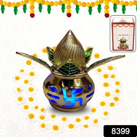 Gold Plated Eco Friendly Led Kalash  For Pooja Mandir (1 Pc  Multicolor Led)