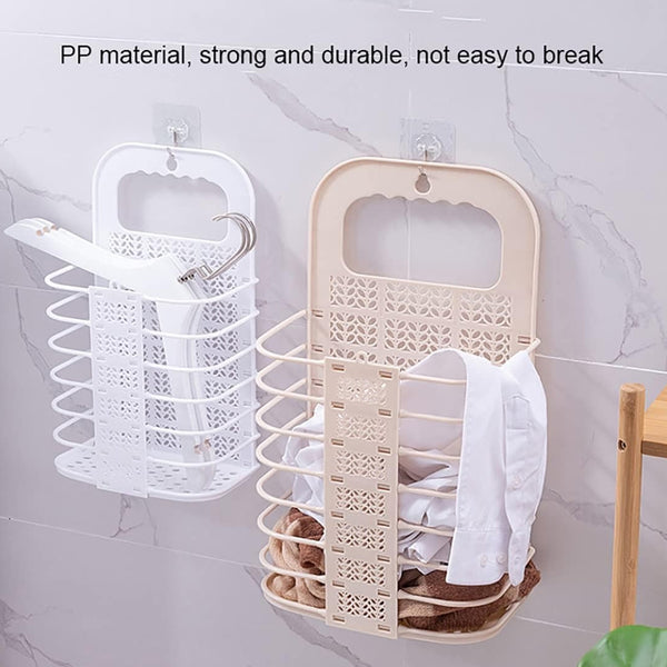 8145 Wall Hanging Laundry Basket Clothes Hanger Dirty Hamper Clothes Storage Hook Clothes Rails For Laundry Washing Machine Bathroom Kids Dirty Clothes Storage Hanger (1 Pc)