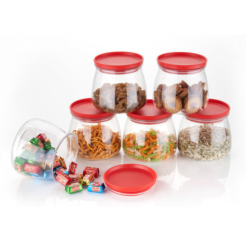 2286 Matka Shaped Jar With Air Tight  Leak Proof Lid (Multicolour) (Set Of 6) (900ml)