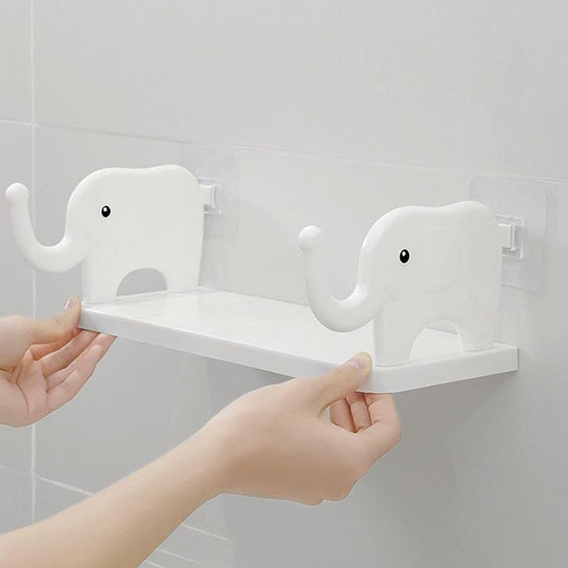 9272 Multifunctional  Elephant Shaped Storage Shelf No Punching Wall Mounted Mini Storage Rack Creative Cute Elephant Shelf Organizer For Kitchen Bathroom Bedroom Study