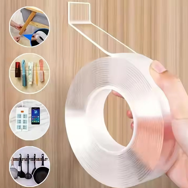 Sticky Double Sided Tape Washable Adhesive Tape Reusable (Thin  6.53 Cm  1 Pc)