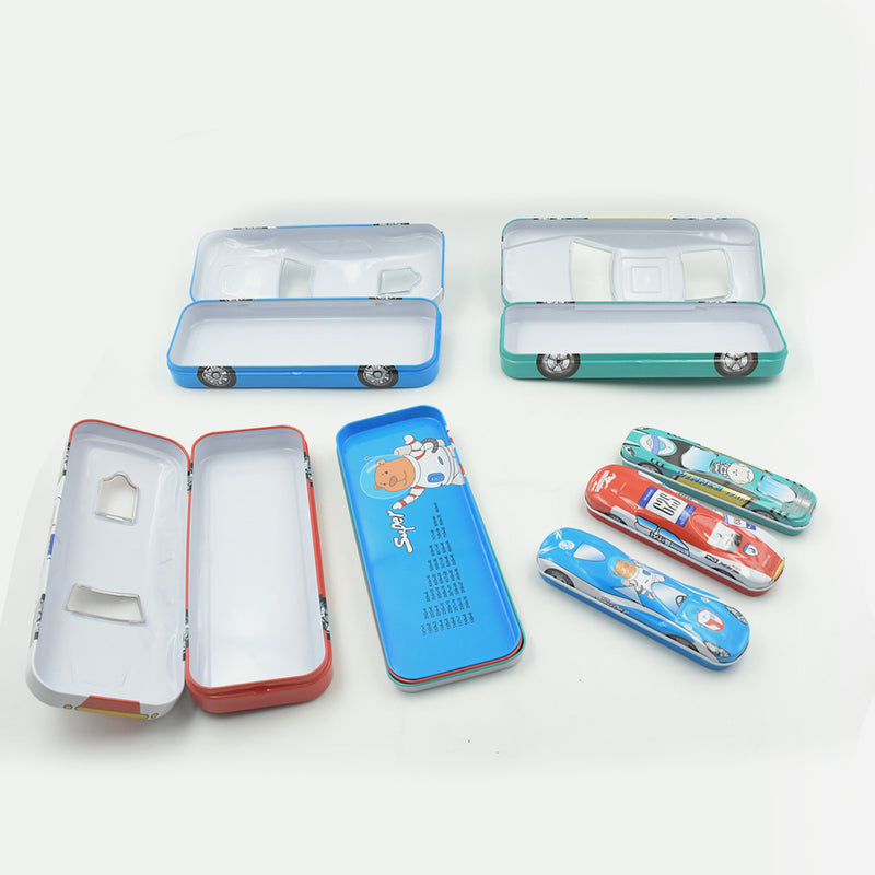 4253 Car Shape Metal Compass Box With Small Compass Box Inside Pencil Case For Kids Stationery Compass Box Stationery Gift For School Kids Compass Pencil Box Birthday Return Gift For Kids (1 Pc Mix Color)