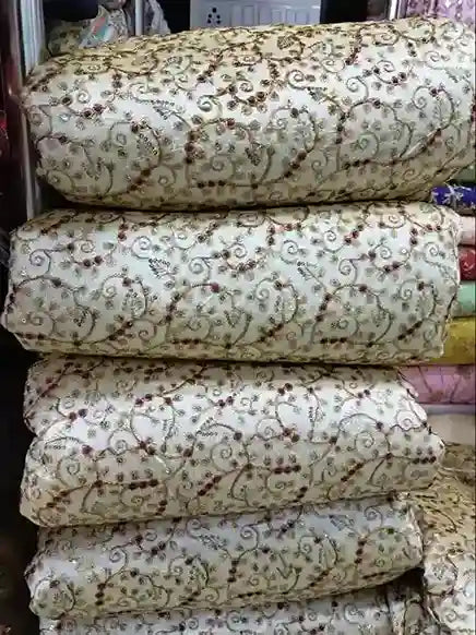 Grey Cotton Embroidery Dress Material