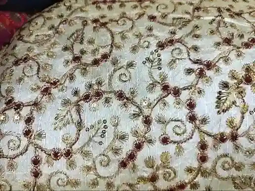 Grey Cotton Embroidery Dress Material