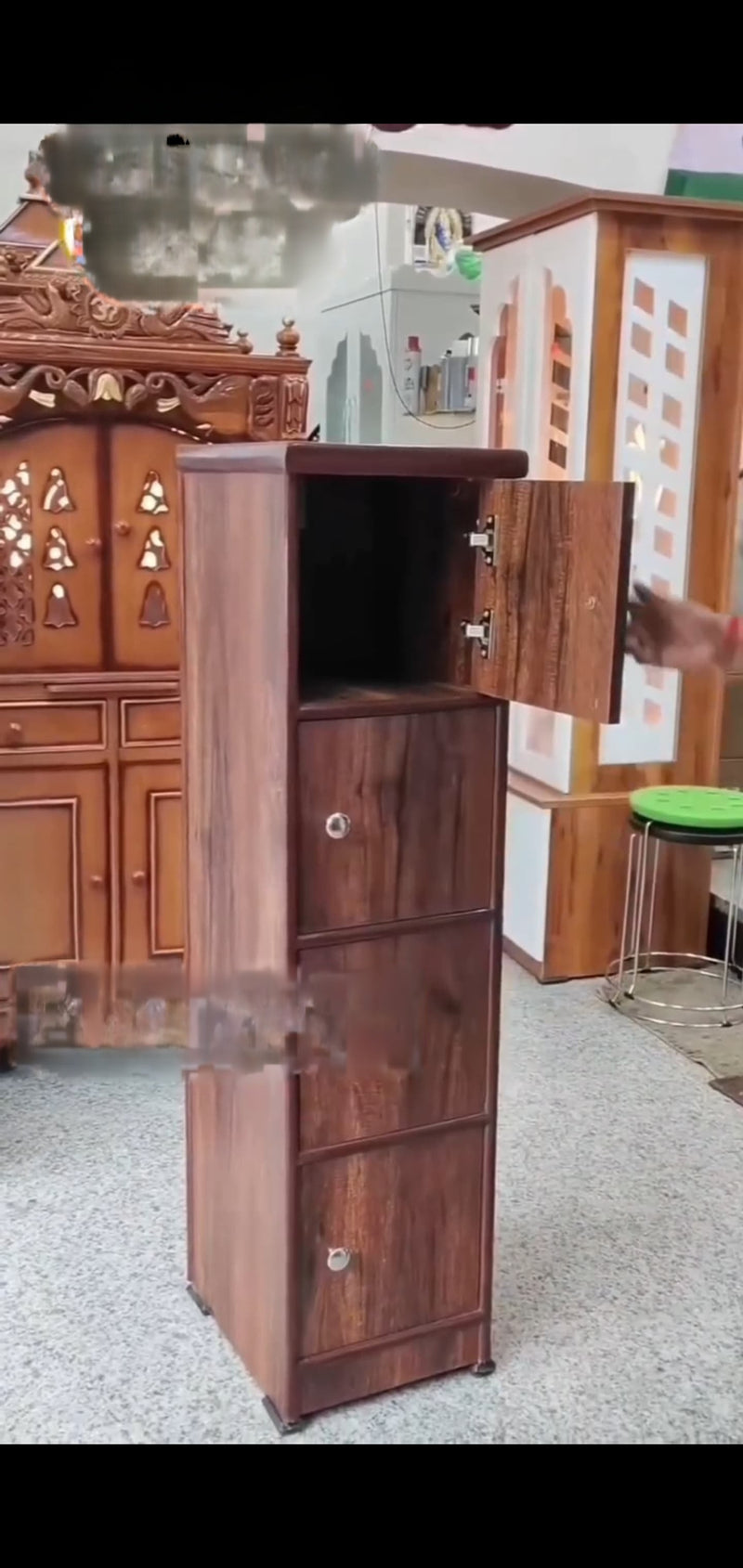 4 Tier Storage Cabinet, Made of Engineered Wood (Brown, 8.5x41x134.5)