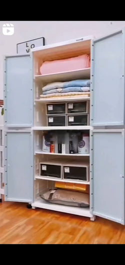 Plastic Cupboard  (Finish Color - WHITE AND GREY, DIY(Do-It-Yourself))