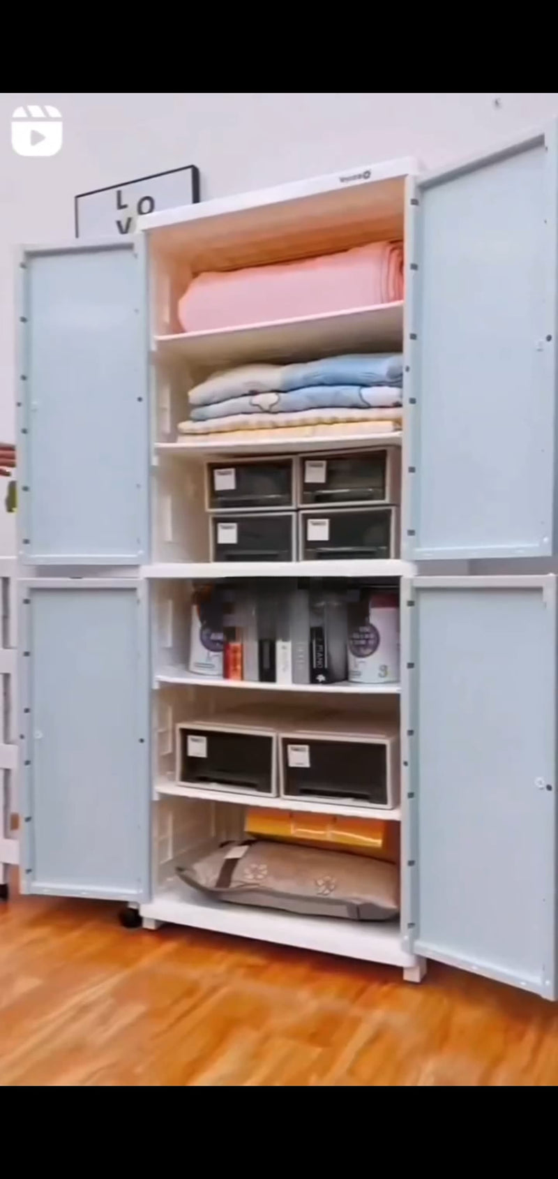 Plastic Cupboard  (Finish Color - WHITE AND GREY, DIY(Do-It-Yourself))