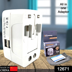 12671 All-in-one Universal Worldwide Travelling Ac Adaptor Plug (Au  Uk  Us  Eu) International Power Charger Electric Usb Power Plug Socket Adapter Converter (1 Pc)