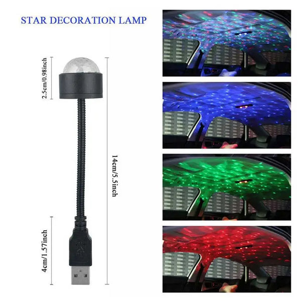 7397 Usb Star Night Light Projector And Mini Disco Ball Light Adjustable Auto Roof Interior Car Ceiling Lights Flexible Atmosphere Strobe Light Decorations For Bedroom Car Party Ceiling