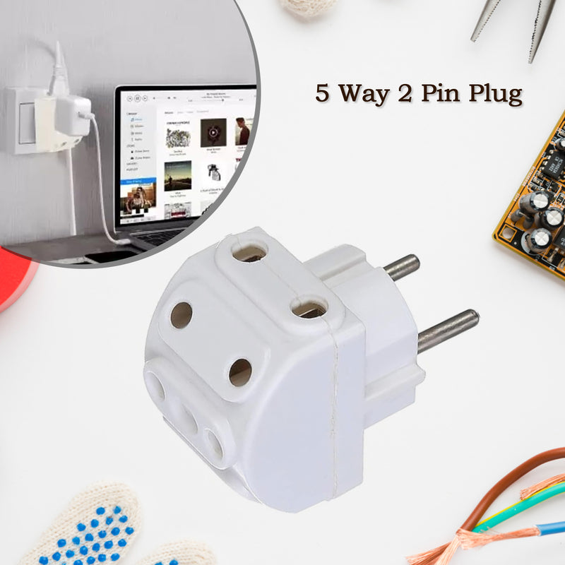 5-way 2 Pin Multi-plug Socket  Converter (1 Pc)