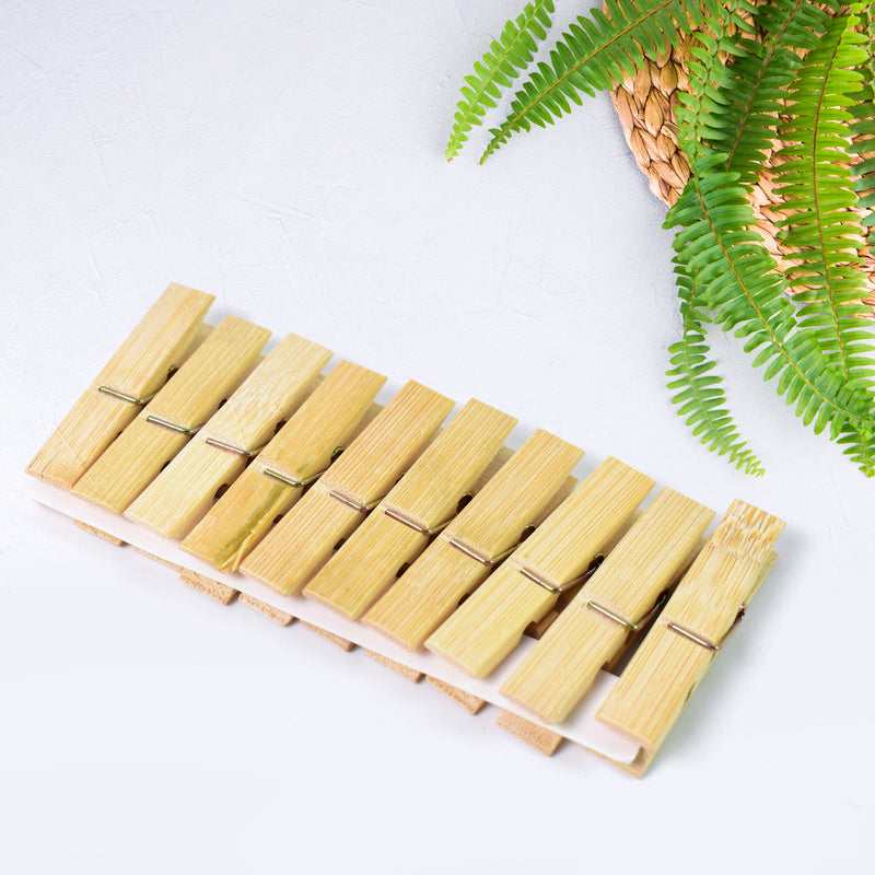 Heavy Duty Bamboo Wooden Cloth Clips  Pegs (10 Pcs Set)