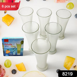 8219 High Quality Faluda Ice Cream Juicer And Water Glasses Set Of 6 Transparent Drinking Water Glasses Stylish Glasses For Faluda Water Juice Glass Set Of 6 Pcs (300 Ml Approx)