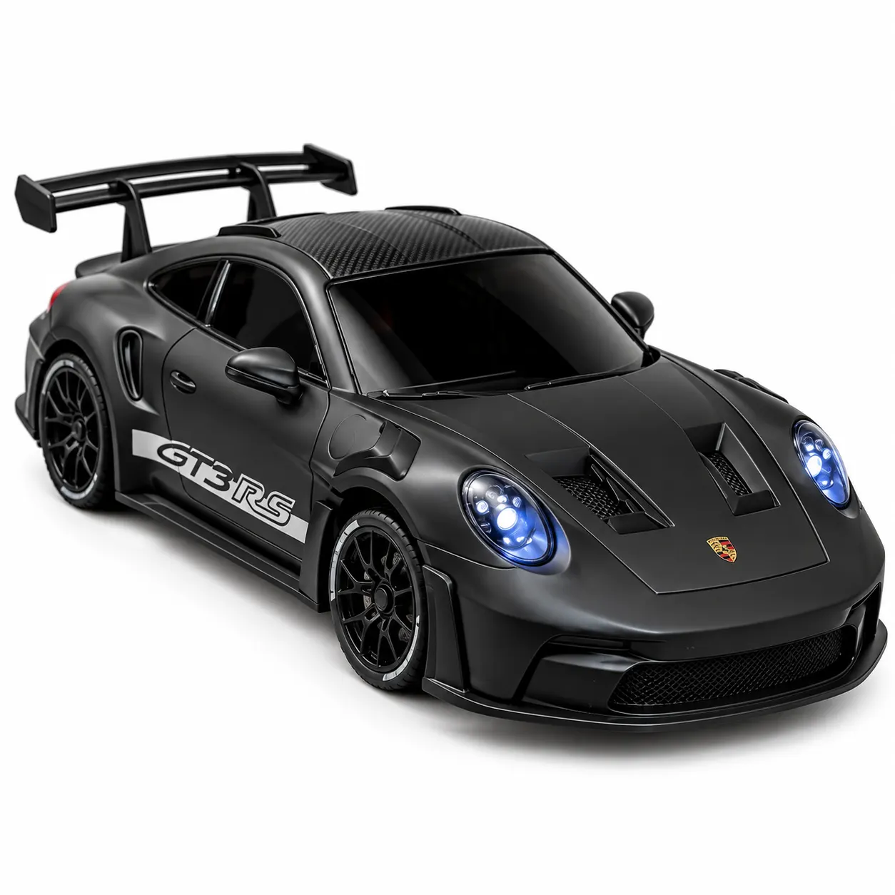 High-Speed Black Sports Car Remote Control Toy with LED Lights