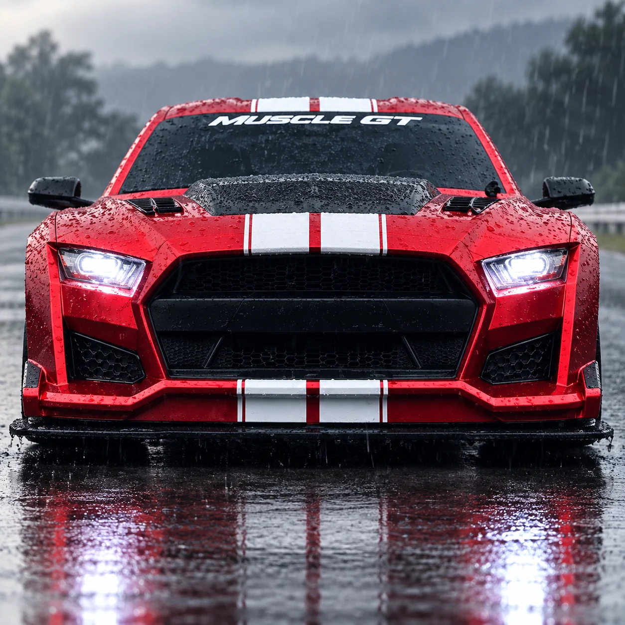 Red Racing RC Sports Car with LED Headlights & Remote Control
