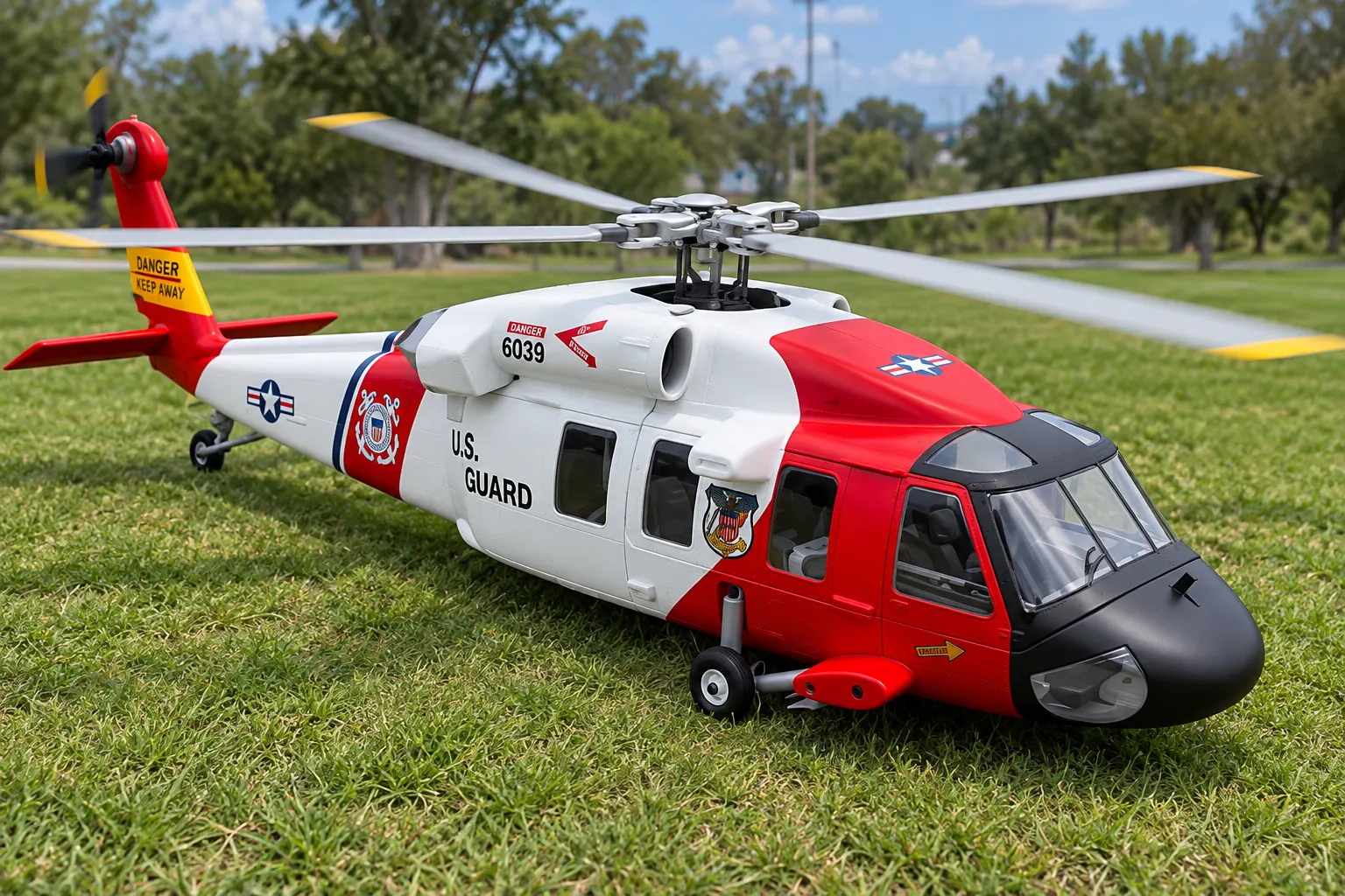Red & White Rescue RC Helicopter with Large Rotor & Remote Control