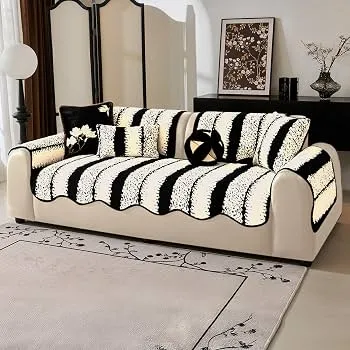Black White Printed Sofa Cover