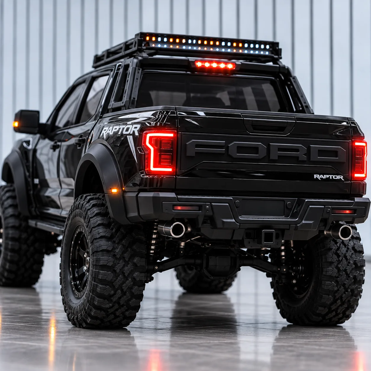 Black 4x4 Off-Road RC Truck with LED Lights & Remote Control