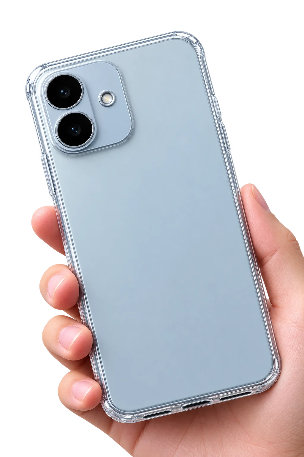 Misty Blue Dual-Lens Smartphone with Clean Modern Finish Case