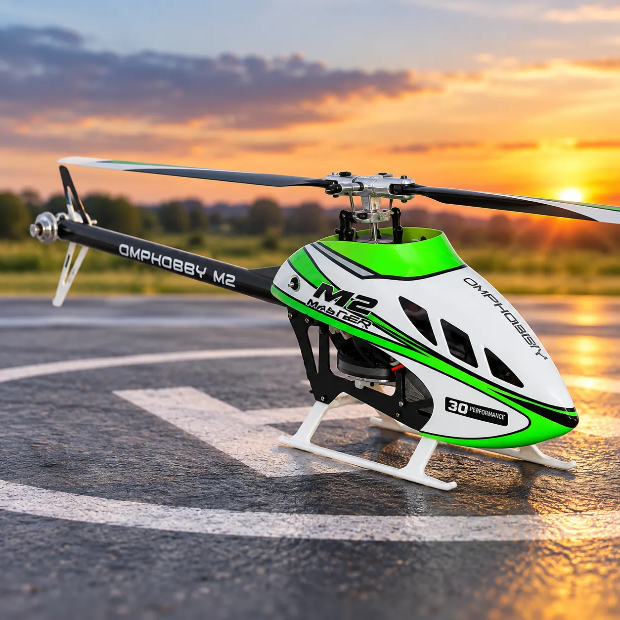 Green & White RC Helicopter with Remote Control