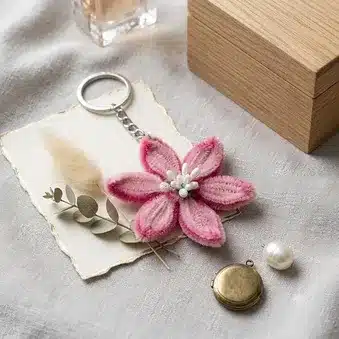 Knitted Flower Keychain