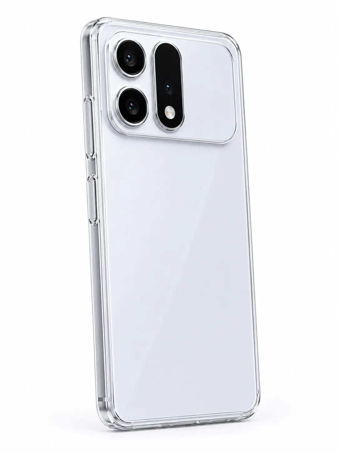 Frost White Smartphone with Triple-Lens Camera & Sleek Finish Case