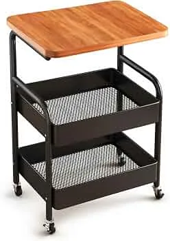 Wood Top Rolling Utility Cart