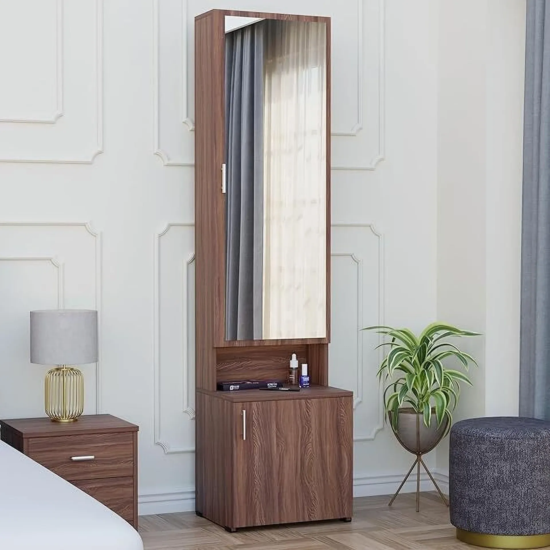 Wooden Mirror Dressing Unit