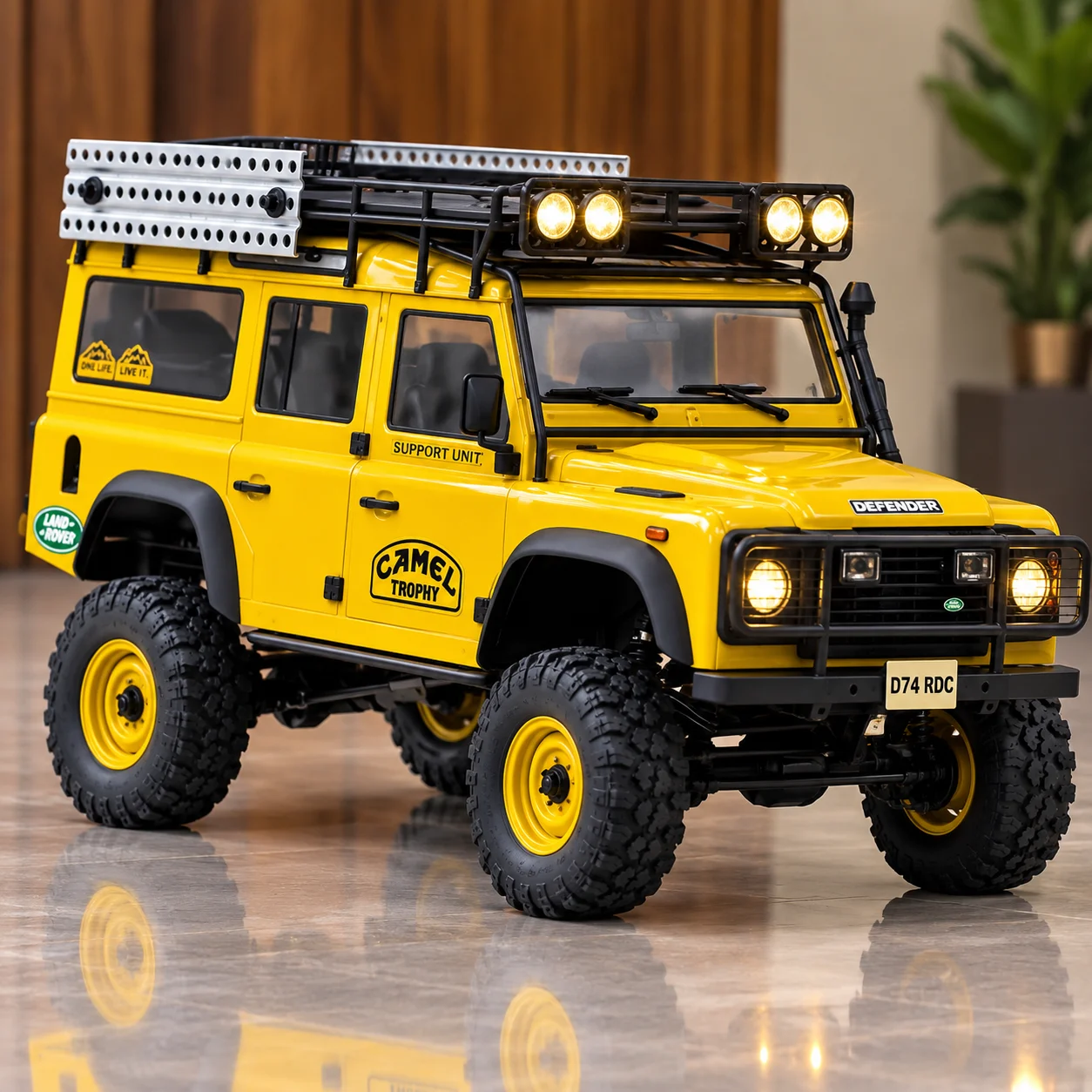 Yellow Expedition RC Off-Road SUV with Roof Lights & Remote Control
